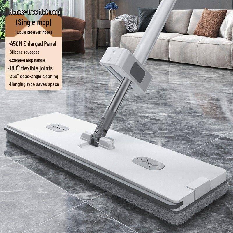 Mop plat mâini libere cu găleată pliabilă, dublă utilizare pentru curățare uscată și umedă, ideal pentru casă și mașină.