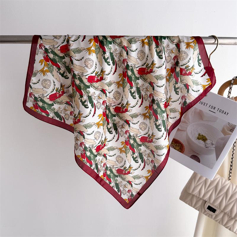 New landscape printed silk scarf square scarf high-end shawl professional versatile neck small square scarf headscarf women'