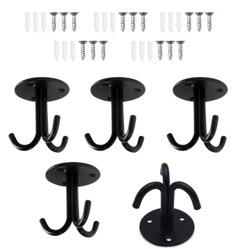 5Pieces Triple Overhead Hanging Set Includes Expansion Anchors Rustproof Construction for Indoor Hammock Installation