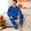 Men's Halloween Pajama Set with Long Sleeve Round Neck Top and Pants for Comfortable Sleep