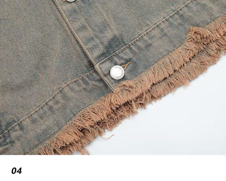 Unisex Street Rapper Retro Denim Jacket - Loose Fit, Plus Size, Spring/Autumn Hong Kong Style