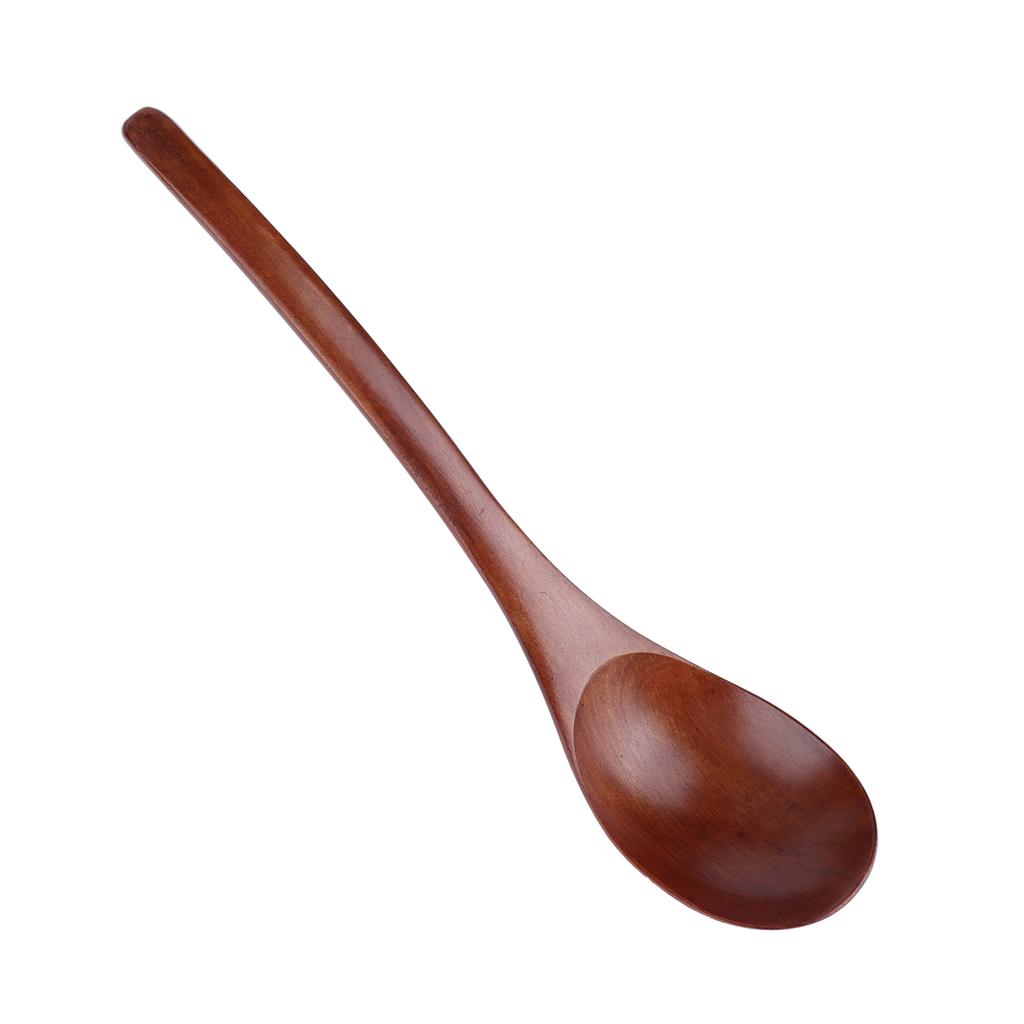 5Pcs Wooden Soup Spoon with Curved Handle Multi Purpose Rice Scoop for Home Kitchen(Wood Color )