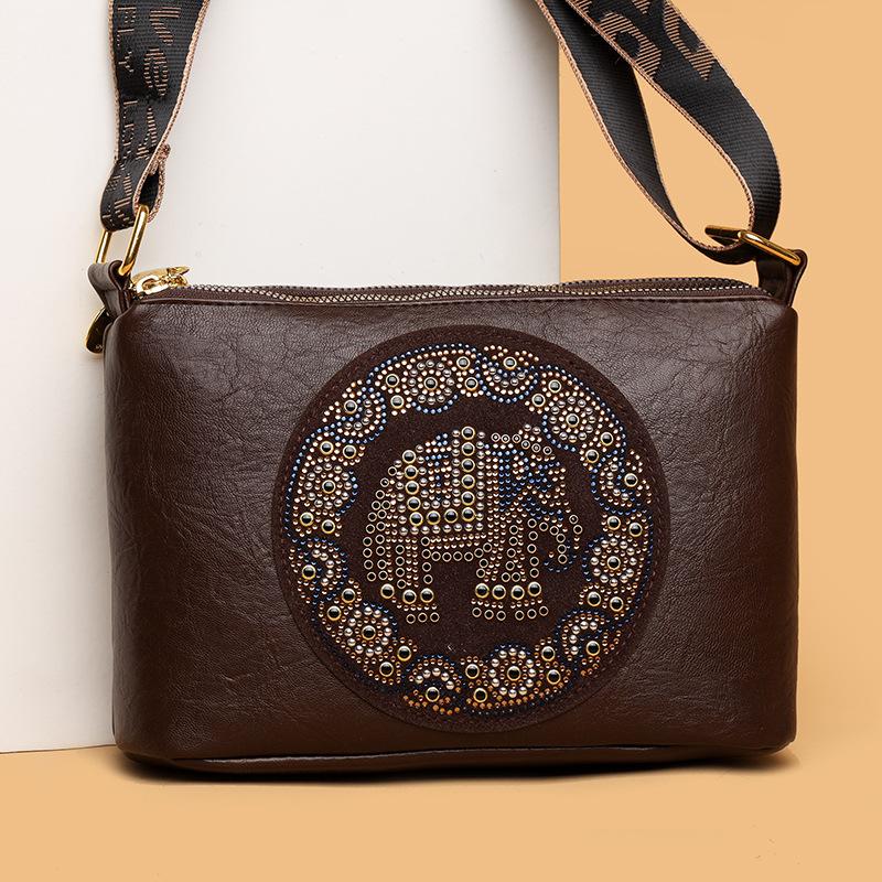 Neue Retro-Umhängetasche mit kleinem quadratischem Design und großem Fassungsvermögen, leichte und lässige Textur, vielseitige Schultertasche, mehrschichtige Aufbewahrung, Umhängetasche