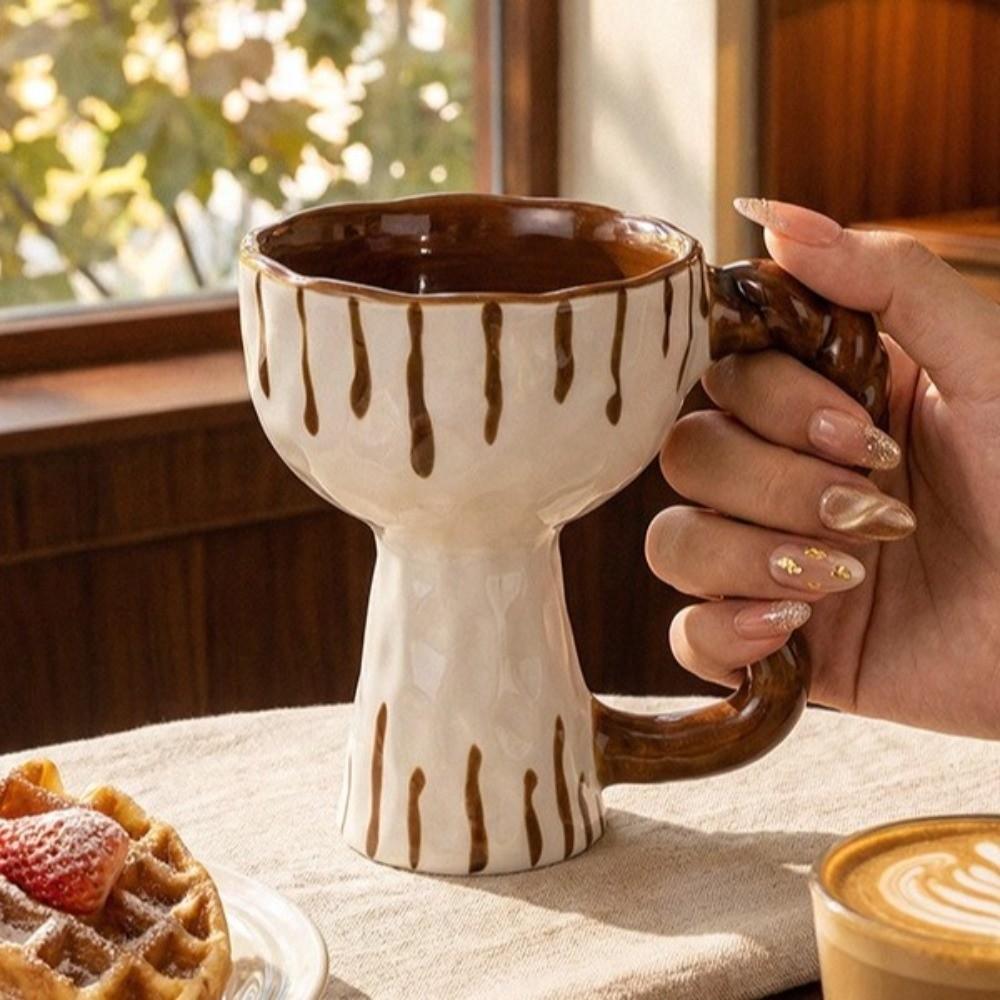 Irregular Design Handmade Mug Hand-Painted Dessert Cup Creative Art Goblet  Cafe