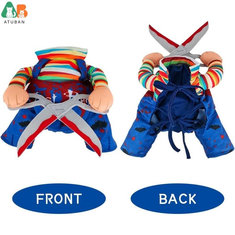 Halloween Scissors Style Doll Dog Costume for Cat Puppy and Medium Size Dog, Pet Adjustable Doll Funny Special Clothes Cosplay