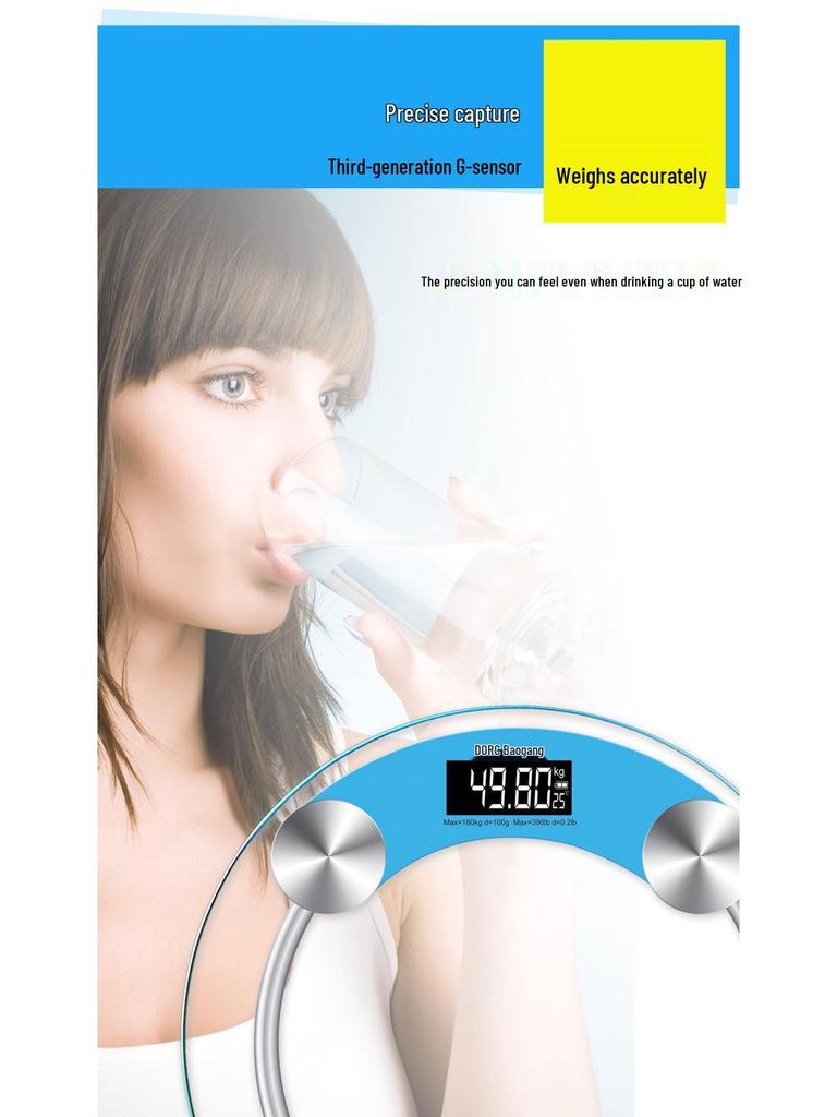 Baolan Round Smart Glass Body Scale - Electronic Health Weight Scale for Adults