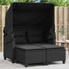 Vidaxl 2-Os. Sofa Ogrodowa Z Daszkiem I Podnóżkami, Czarna, Rattan Pe