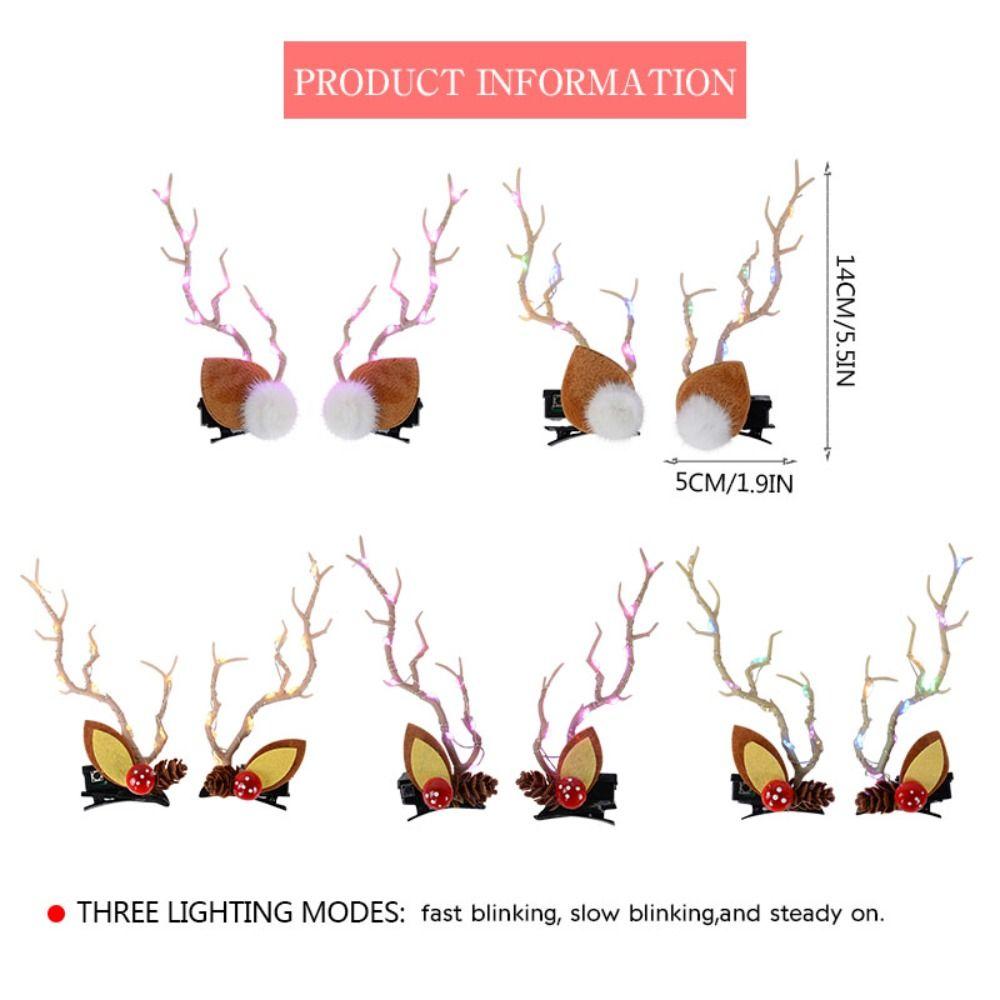 Deer Horns LED Christmas Headband Branch Glowing Hair Clip Funny Christmas Antlers Hairpin  Girl