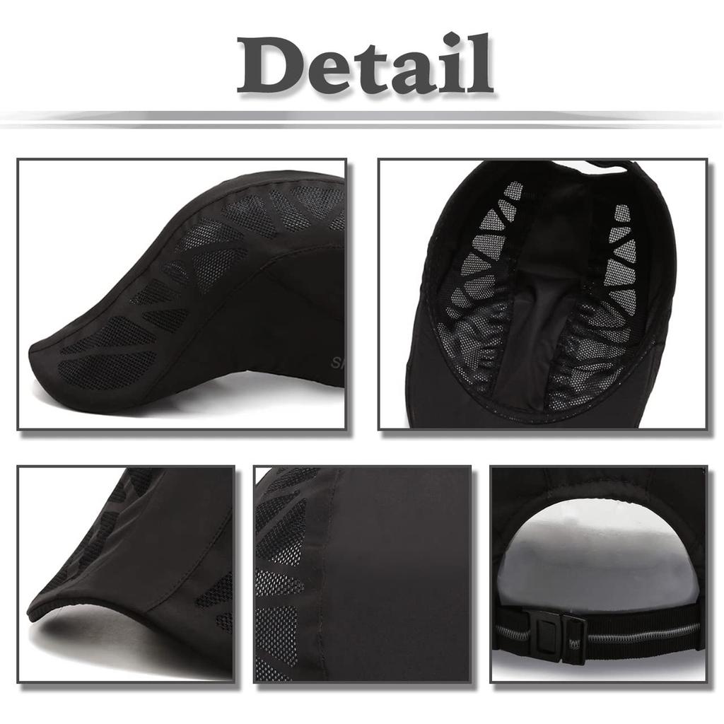 Hunting Mesh Cap Logo Hat Running Sports Lightweight Quick Drying CA500 [White Fang] Men's (Black)
