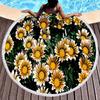 Botanical Floral Round Beach Towel Boho Flower Farmhouse Beach Blanket Pool Towels For Picnic Soft Sand Free Absorbent Yoga Mat