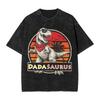 Papasaurus  Washed TShirt Mens  Vintage Casual TShirts Summer Crew Neck Novelty Tee Shirt Simple Oversized Clothing