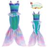 Girls Mermaid Cosplay Swimwear Set With Lace Splice And Halter Neck Skirt