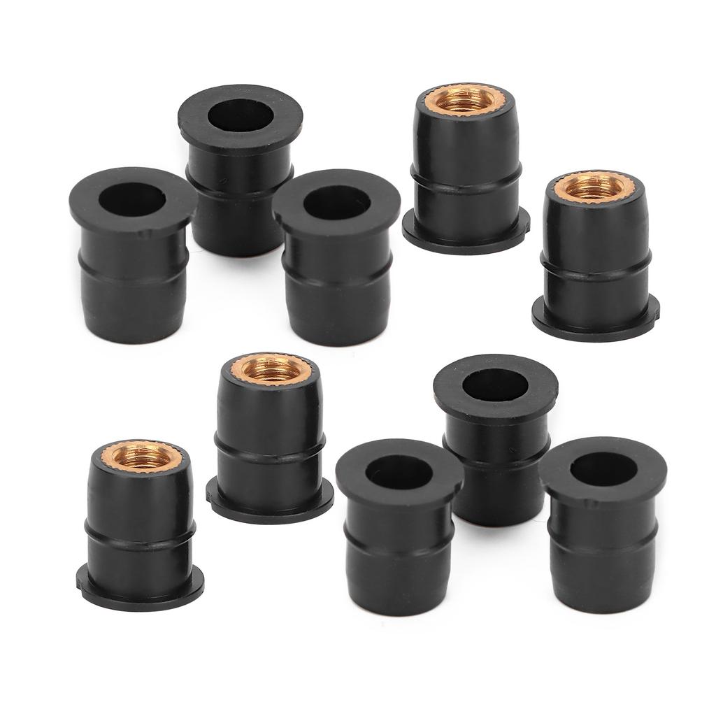 10PCS Well Nut M6x0.8mm Rubber Captive Brass for Motorcycle ATV Windscreens Body