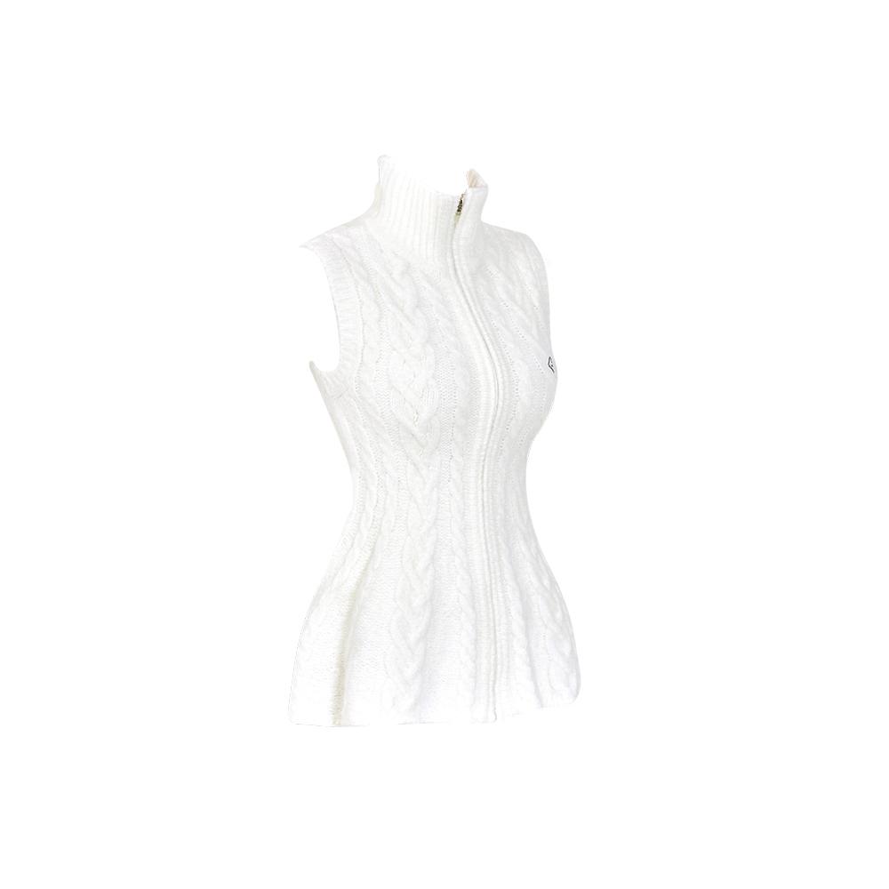 J.JANE Flower Midi Knit Zip-Up Vest (Ivory)