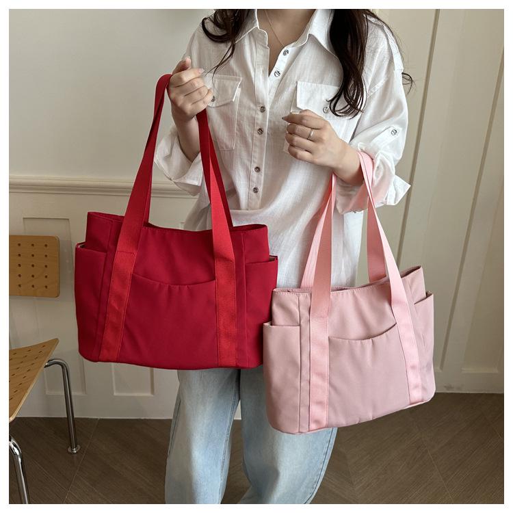 Women's Pink Canvas Tote Bag - Large Capacity, Versatile Shoulder Handbag for Commuting (2026 New Style)