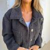 Autumn and Winter Collar Single Breasted Lamb Wool Jacket