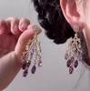 French light luxury purple water drop flash diamond fringed earrings fashion high sense celebrity style temperament niche design earrings