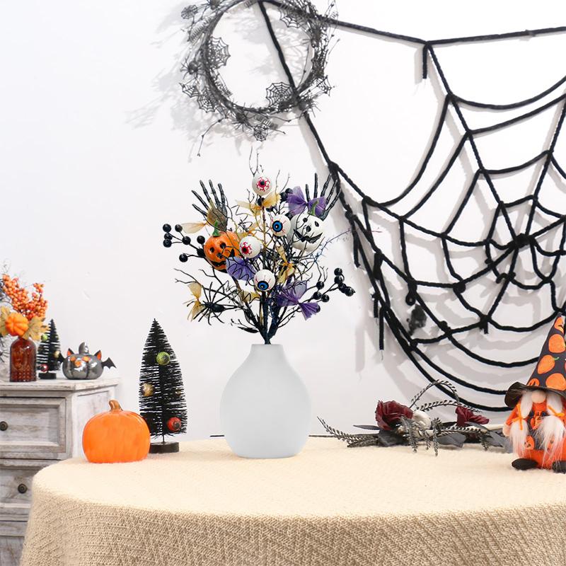 1PC Maple Leaf Arrangement Bookcase Decor With Pumpkin and Maple Leaves Home Artificial Black Tree Desktop Vase Filler Party