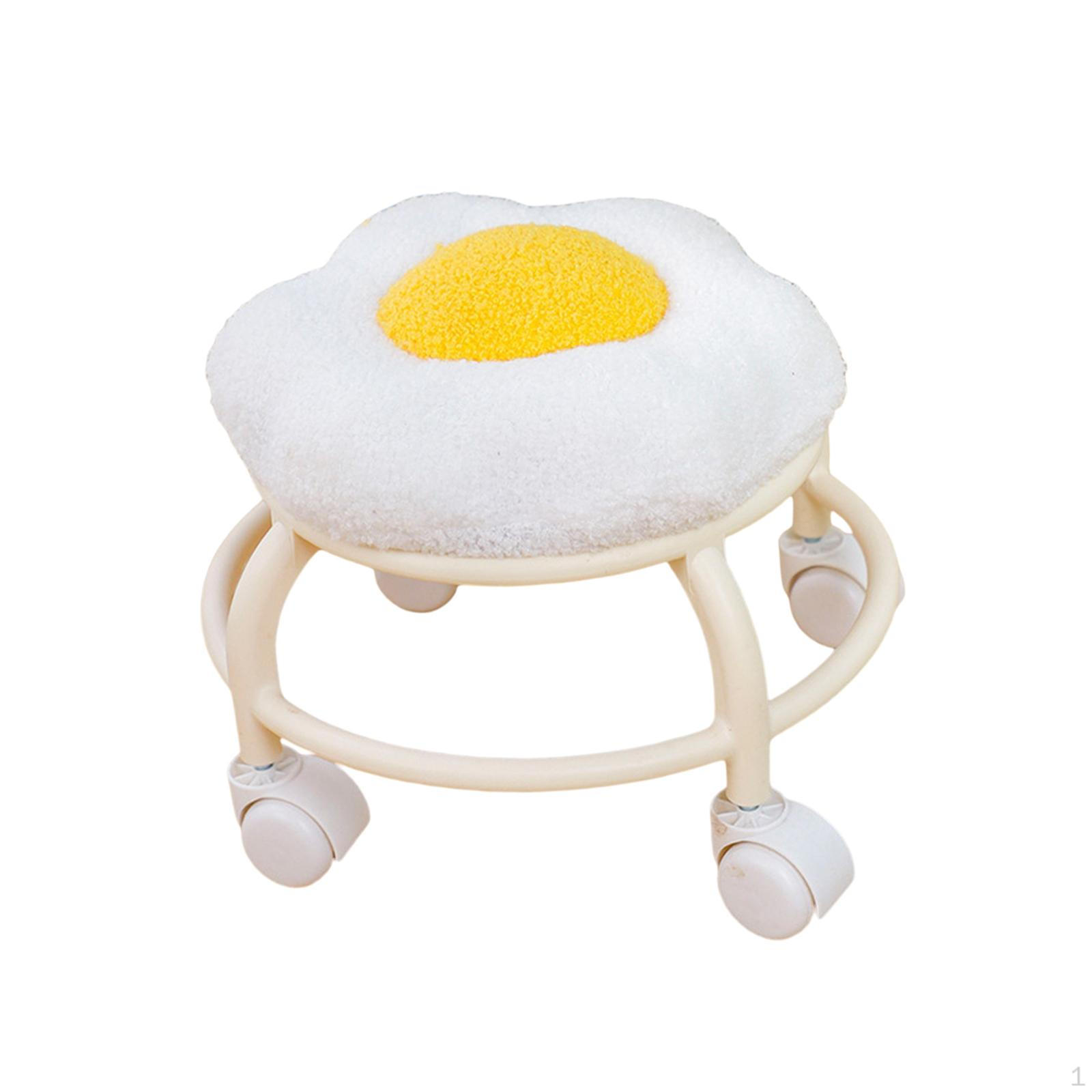 Компактный передвижной табурет на колесиках для дома и офиса белый 1930₽