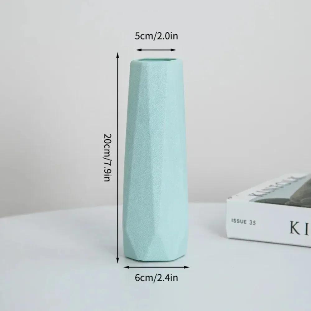 New Nordic Style Light Blue Blue Plastic Living Room Decoration Hydroponic Vase Imitation Ceramic Vase