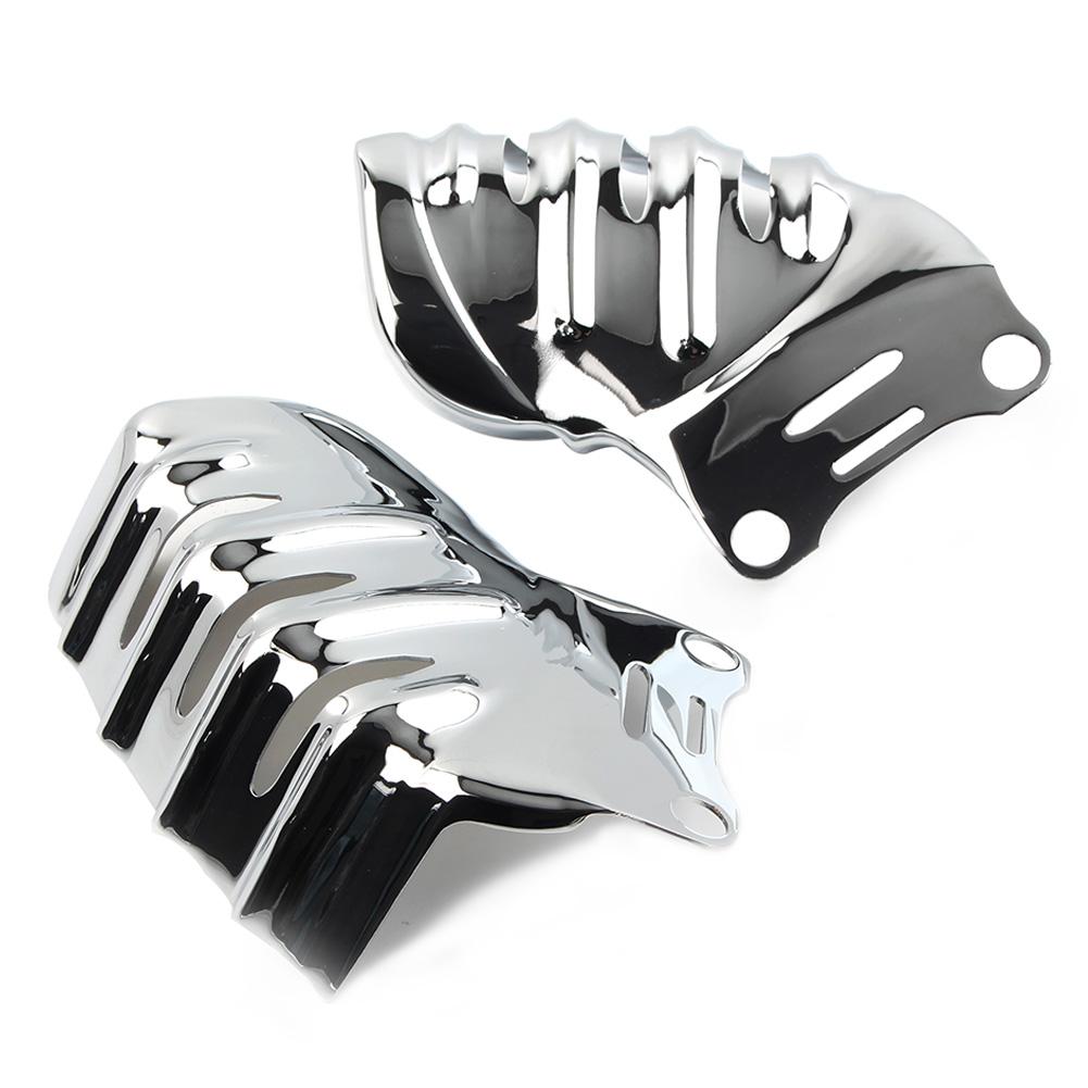 1Pair Black/Chrome For Harley Touring Road Glide Ultra FLTRU Motorcycle Steel Front Brake Caliper Covers