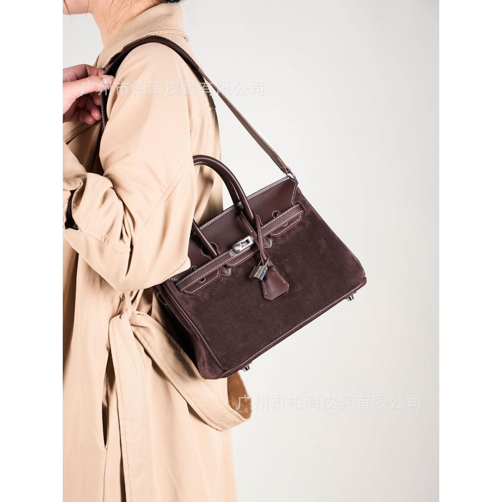 Platinum Bag Swift Leather and Suede 25/30CM Double Shoulder Strap Women's Bag Single Shoulder Messenger Versatile Fashion Handbag Bag