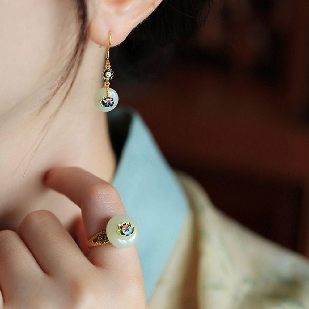 vintage retro Open Elegant Party Jewelry Adjustable Lotus Chinese Style Ring  Ancient Ring