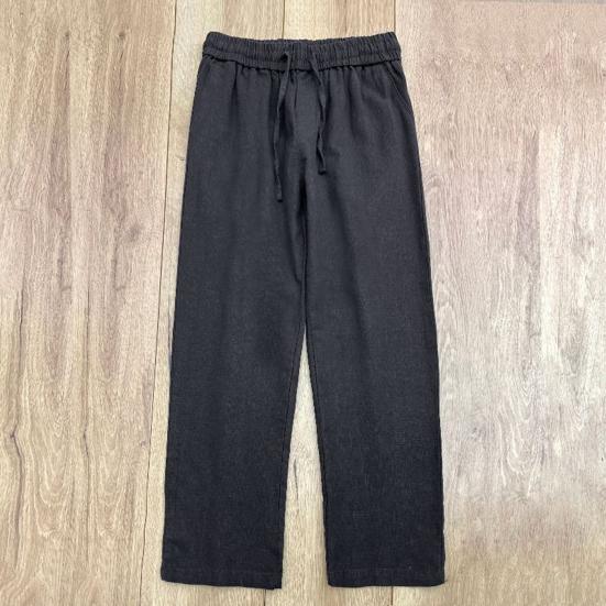 Men Long Pants Adjustable Drawstring Elastic Waist Casual Trousers with Pockets