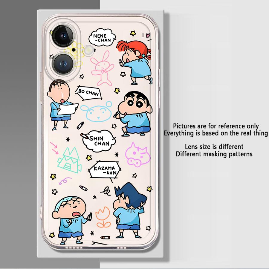 Soft Phone Cover Case for iPhone 17 Pro Max 12 Mini 16 11 XS Max XR 15 Air 7 8 14 Plus 13 Pro Crayon Shin Chan Cartoon