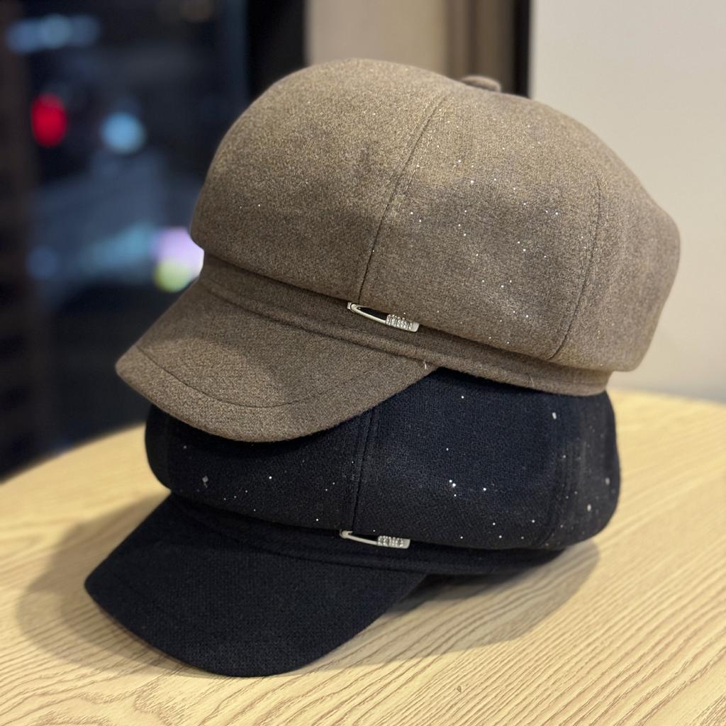 Retro Simple Fashionable Versatile Octagonal Hat for Women Autumn and Winter Painter Hat Newsboy Hat Small Face