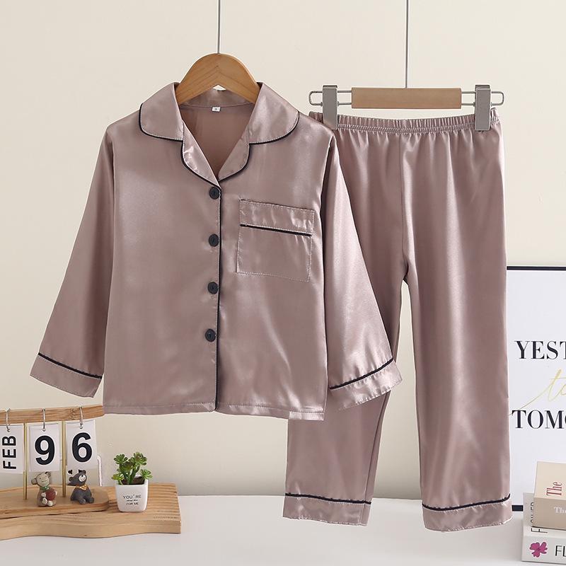 Children's Spring & Autumn Long Sleeve Ice Silk Pajamas - Boys & Girls Cartoon Princess Style