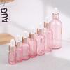 Dropper Bottles Refillable 5-100ML Rose Lid Cosmetic Container Pink Glass Aromatherapy Liquid Pipette For Essential Massage