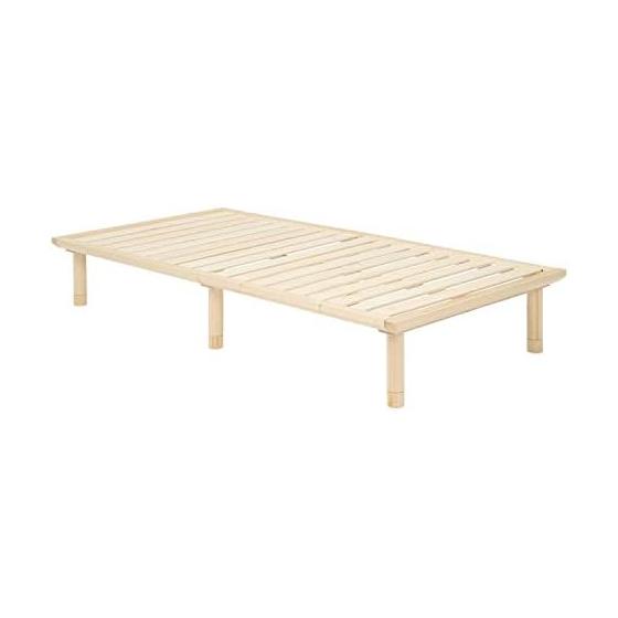 Hagihara Bed, Slatted Bed, Bed Frame, Futon [Reliable Load Capacity 100kg] 3 Level Height Adjustment, Natural Pine Wood, Long Size, Single, Natural