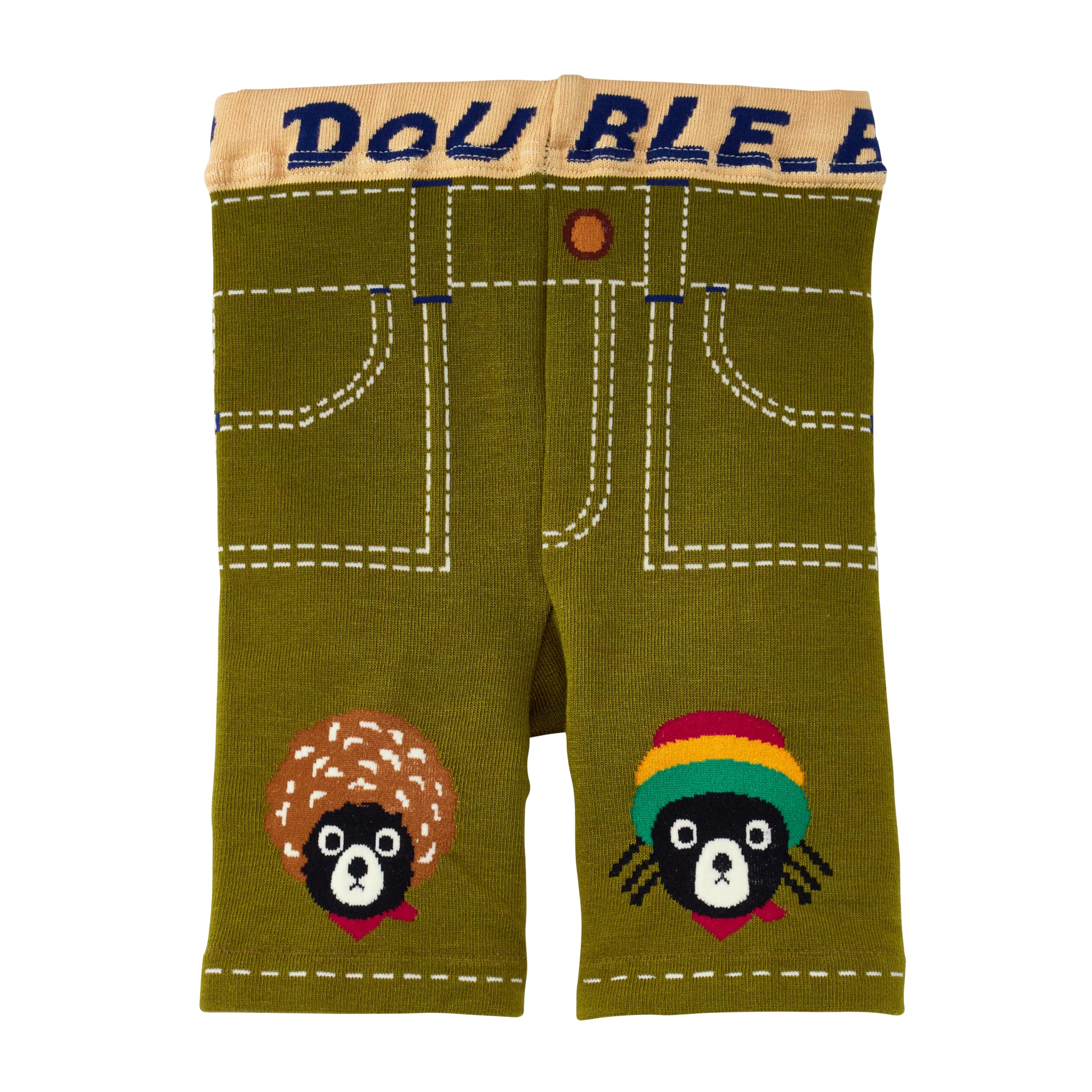 

MIKI HOUSE Double B Half-Length Spats with Bear Design, Made in Japan, for Boys and Girls, Baby & Kids, 62-9801-147, 100cm, Khaki