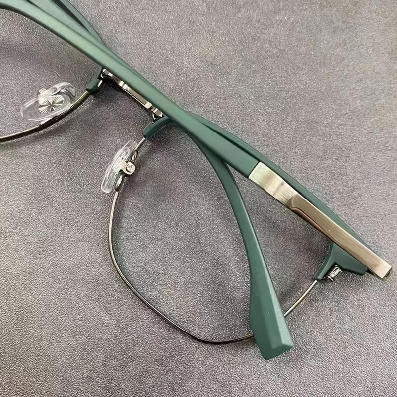 Retro Stylish Men's Half-Frame AC Lens Glasses - Sleek Iron Alloy Frame Lightweight & Durable Perfect for Casual or Formal