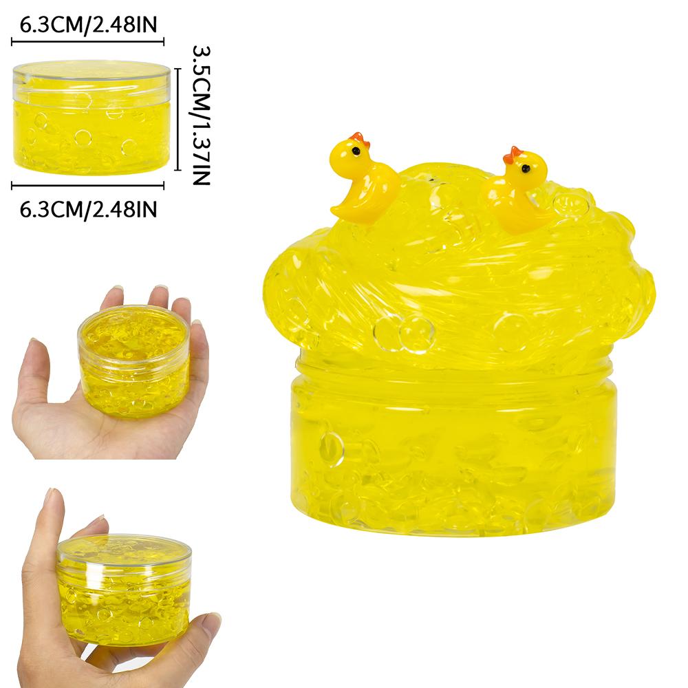 Kids Childrens 120ml Clear Beads Slime Kit with Duck Charms - Perfect Anti Stress Stretchy Non-Sticky Crystal Slime Gift Present for Teens