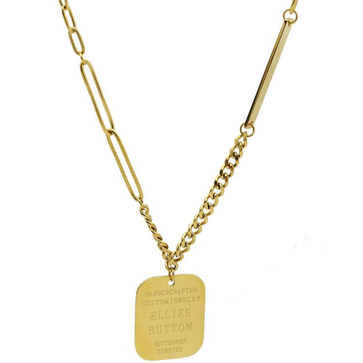 2026 TOPAZ JEWELRY Non-Fade Stainless Steel Square Letter Sweater Chain Necklace for Women