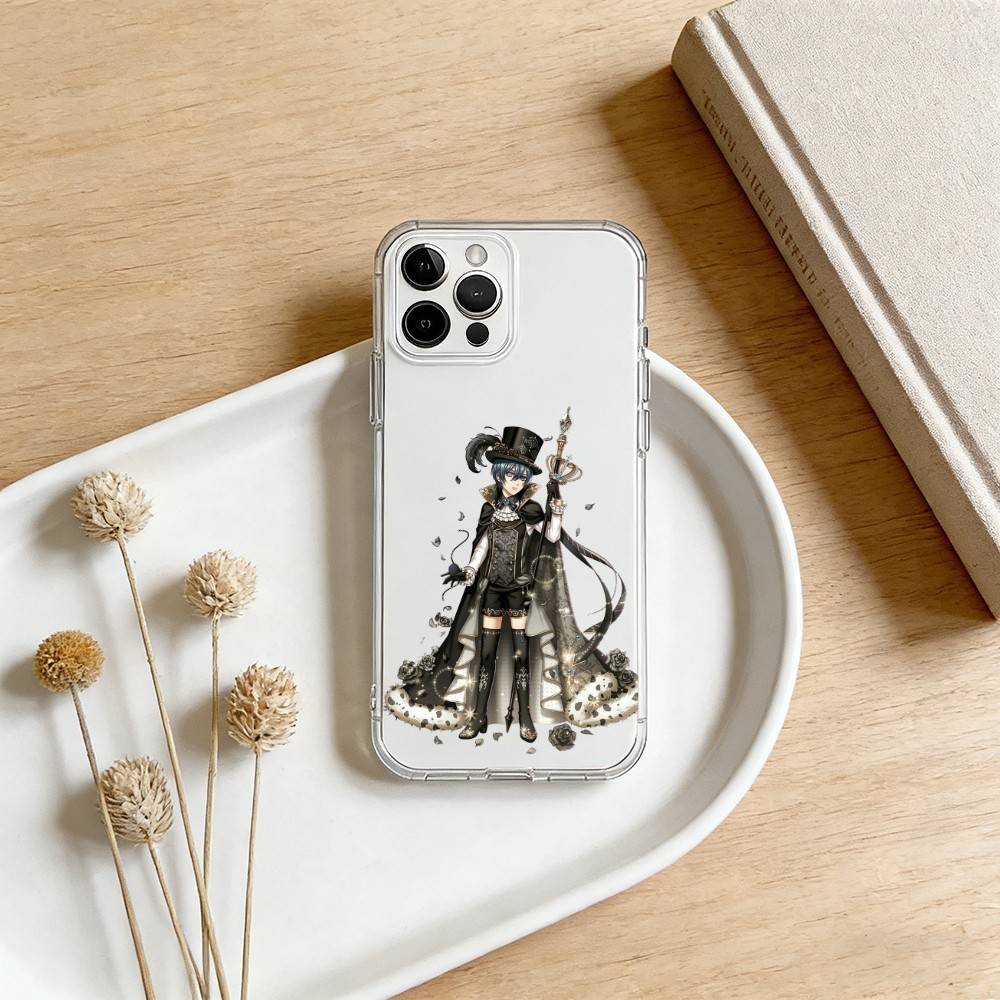 Black Anime B-ButlerS Phone Case For iPhone 17 16 15 14 13 12 11 Mini Pro Max Plus Transparent Cover