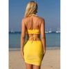 Neues Sexy Rüschen-Dreiteiler-Bikini-Set Badeanzug für Damen Blumen-Badebekleidung Damen Neckholder Push-Up Badeanzug