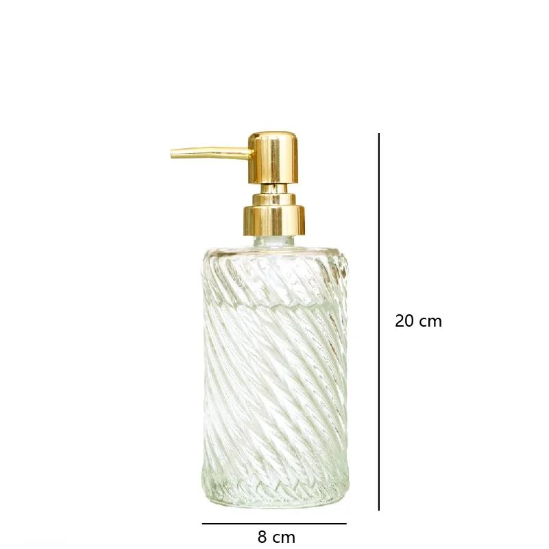 400ml Glass Lotion Bottle Hand Sanitizer Bottle Stripe Pump Head Push Gold Bathroom Body Soap and Soap Liquid Bathroom Storage