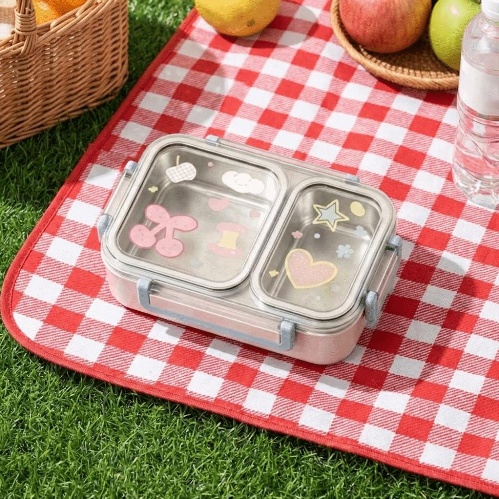 Airtight Food Storage Container 2/3 Grids Insulated Lunch Box Stainless Steel Lunch Box Students