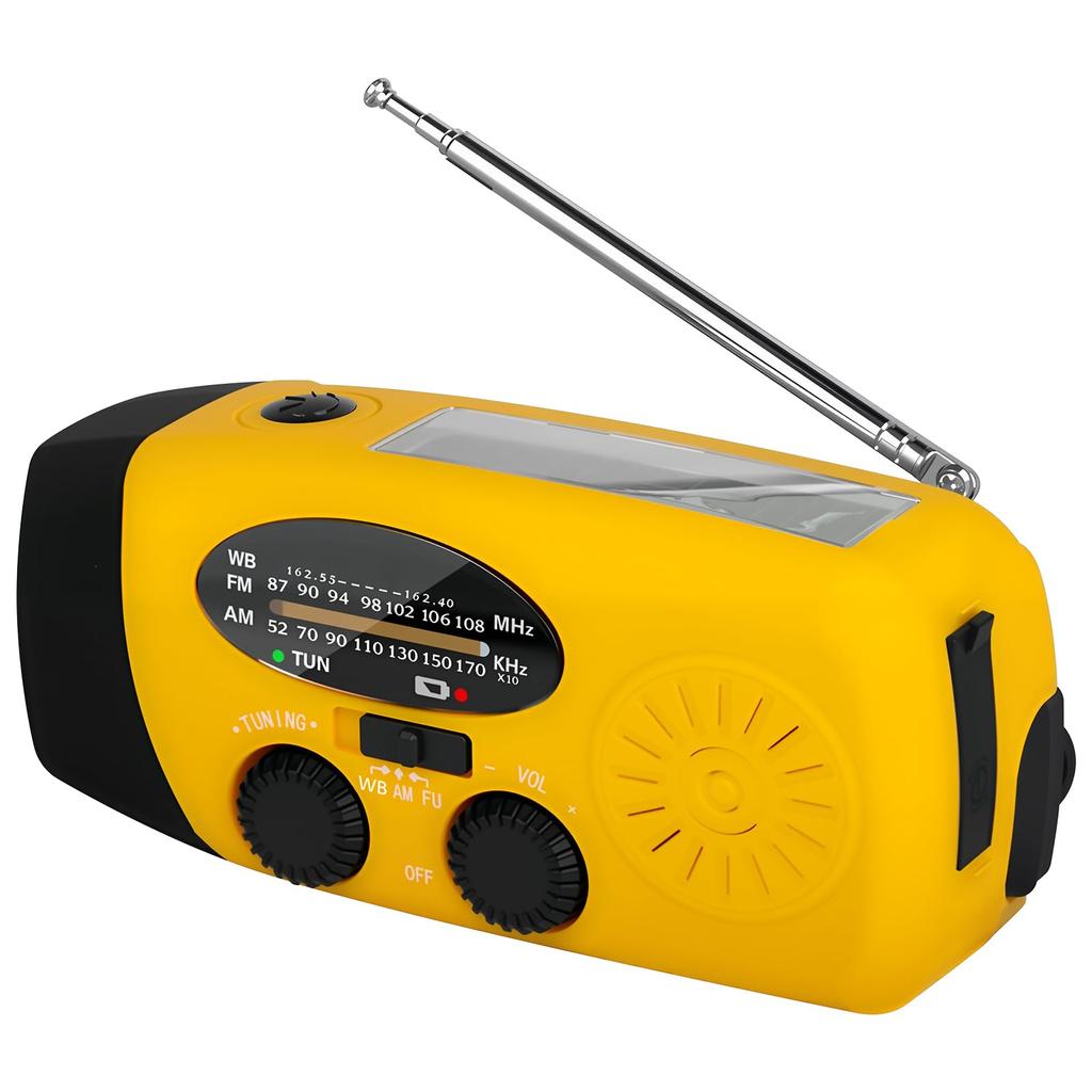 MASWATER Disaster Prevention Solar Portable Disaster USB Solar Hand Crank Smartphone Charging Large Capacity Orange Multi-function Radio, Flashlight,