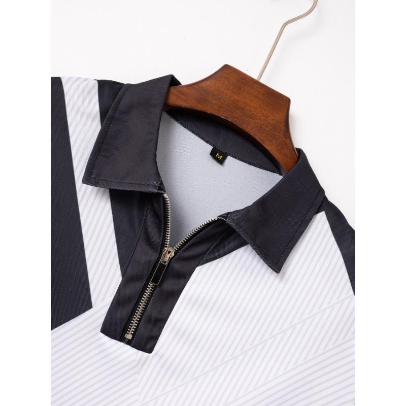 Men's Collar Slim Fit Color Blocked T-shirt POLO Shirt