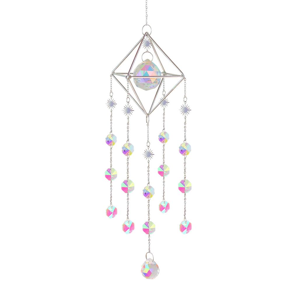 Crystal Wind Chimes Colorful Metal Hanging Prisms Light Catcher Ornaments Gifts