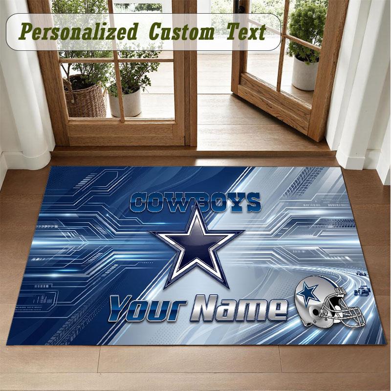 Crystal Velvet Square Rug Custom NameDallas Cowboys Pattern Non Slip Home Floor Decor Rug