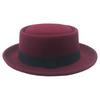 Flat Top Fedoras Jazz Hats For Women Men Solid Color Imitation Woolen Jazz Cap British Style Wide Brim Ladies Bowler Hats Fedora