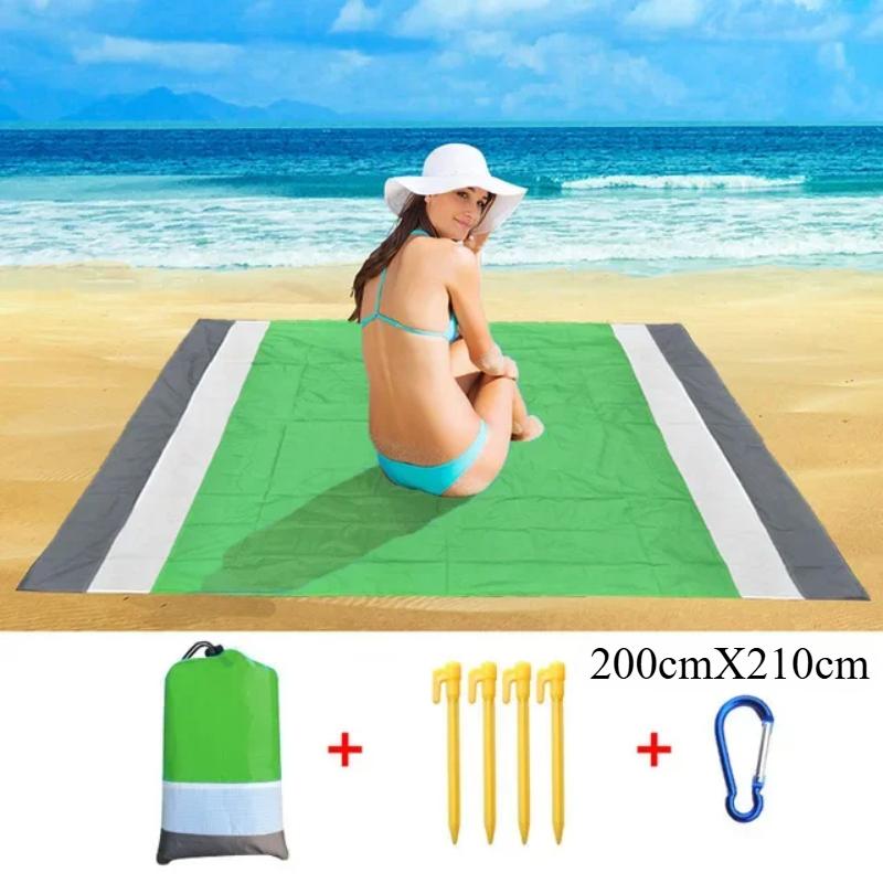 200x210cm Waterproof Pocket Beach Mat Folding Camping Sand Free Blanket Mattress Portable Lightweight Mat Outdoor Picnic Mat