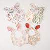 Baby Cotton Crepe Gauze Bibs Cute Rabbit Ear Wavy Edge Saliva Towel Newborn Drool Burp Cloth Soft Absorbent Neck Bib