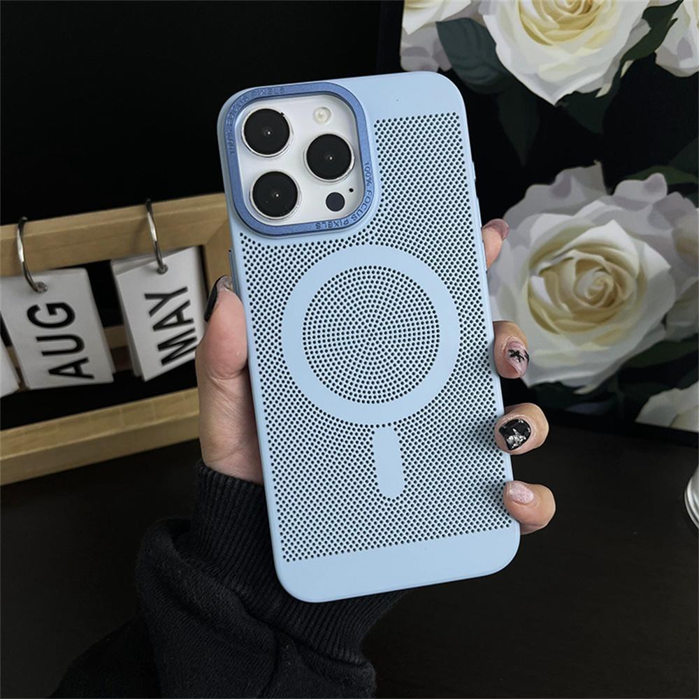 

For Magsafe Magnetic Heat Dissipated Phone Case For iPhone 16 15 Pro Max 14 Plus 13 12 11 Lens Protect Breathable Cover For iPhone 11 Pro