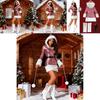 Holiday Themed Sequin Dress With Plush Edging And Waist Belt For Festive Stage Wear